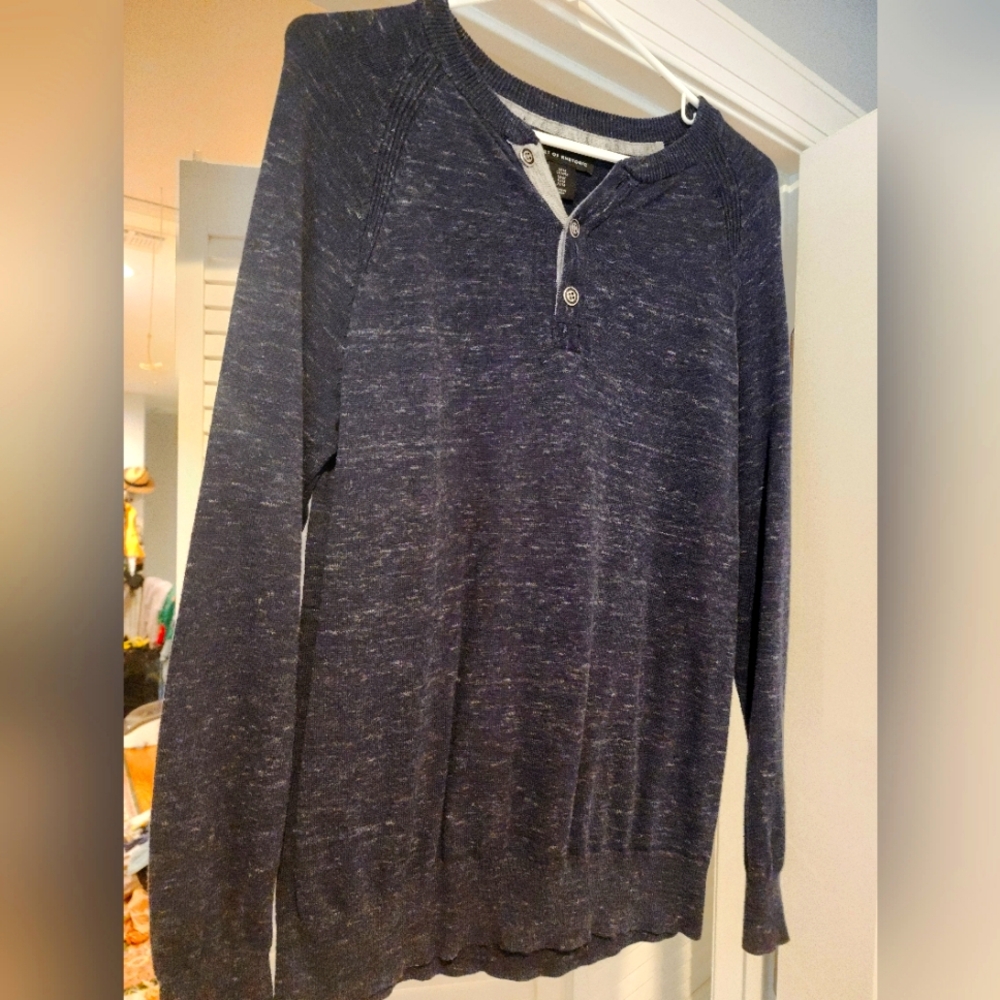 Art of Rhetoric mens long sleeve 3 button pullover henley - blue medium